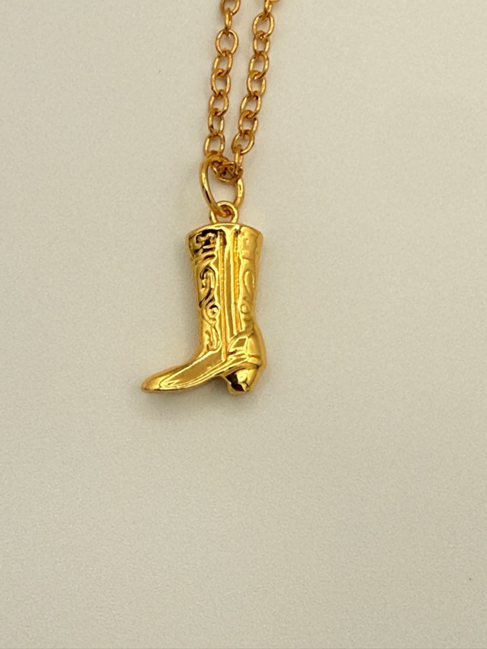 Gold Cowboy Cowgirl Boot Pendant Necklace